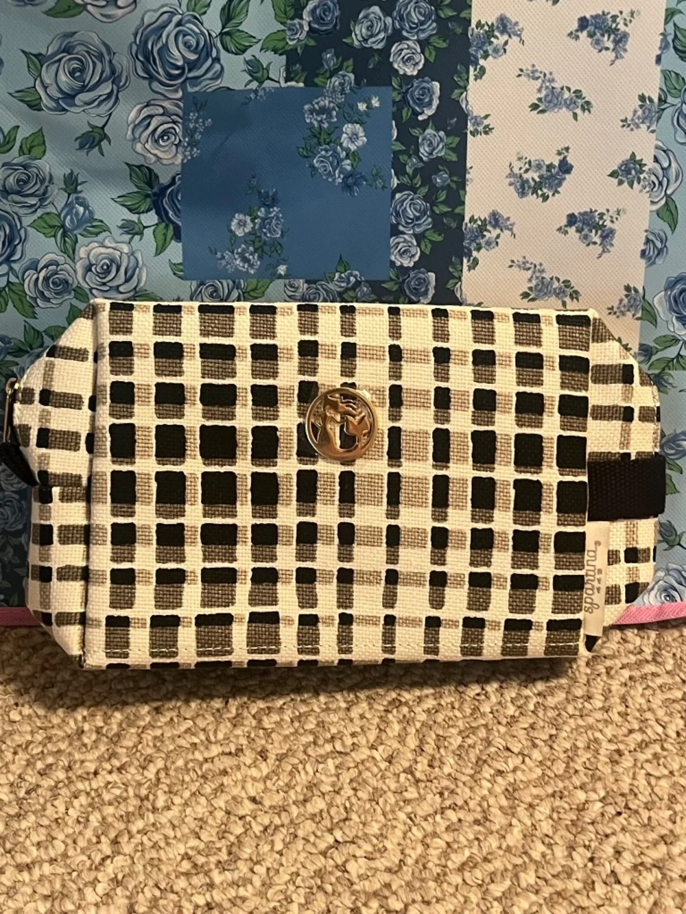 Spartina 449 City Market Black White Cosmetic Travel Make-up Bag